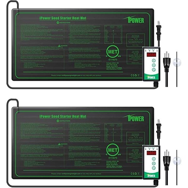 Ipower 2 Pack Digital Thermostat Controller and 10" x 20.5" Seeding Heat Mat, 2PK GLHTMTCTRLV2HTMTSX2 - main